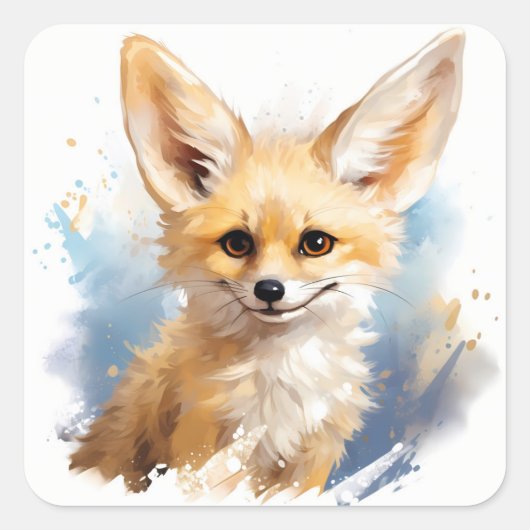 Sticker Carré Joli sourire Brown Fennec Fox (Devant)