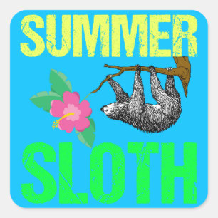 Sticker Carré Joli Summer Sloth Blue