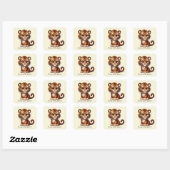 Sticker Carré Joli tigre bébé ajouter du texte (Feuille)