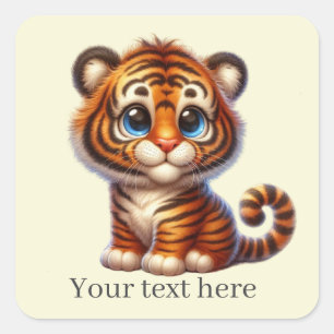 Sticker Carré Joli tigre bébé ajouter du texte