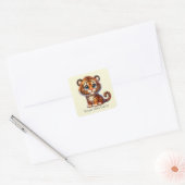 Sticker Carré Joli tigre bébé ajouter du texte (Enveloppe)