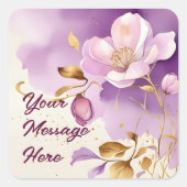 Sticker Carré Joli violet or Floral (Devant)