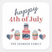 Sticker Carré Jolie 4 juillet Rouge Blanc Et Bleu (Devant)