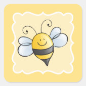 Sticker Carré Jolie abeille jaune et noire (Devant)