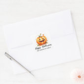 Sticker Carré Jolie aquarelle Jack-o-lanterne Halloween heureux (Enveloppe)