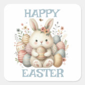 Sticker Carré Jolie aquarelle Lapin Pâques (Devant)