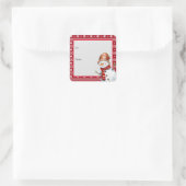 Sticker Carré Jolie Aquarelle Snowman À De Noël (Sac)
