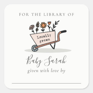 Sticker Carré Jolie bibliothèque florale flush flush grandi loca