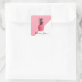 Sticker Carré Jolie ceinture tropicale rose et blanc ananas (Sac)