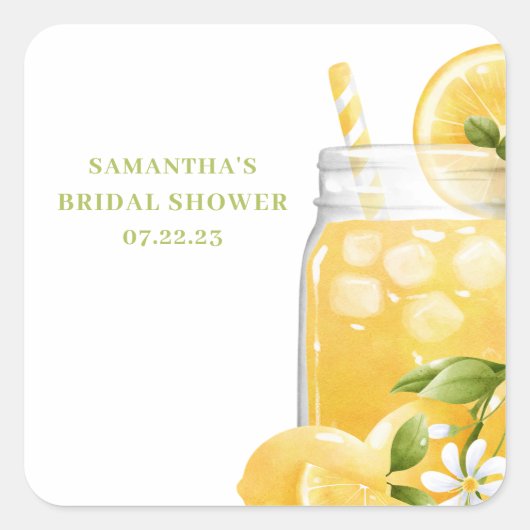 Sticker Carré Jolie Citron Agrumes Limonade Fête de Mariage  (Devant)