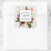 Sticker Carré Jolie cuisine rose et blanc Aquarelle Fleurs (Sac)