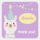 Sticker Carré Jolie fête pastel llama Invitation (Devant)