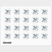 Sticker Carré Jolie feuille d'autocollant blanc Pegasus volant (Feuille)