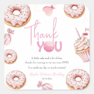 Sticker Carré Jolie Fille 1er Anniversaire