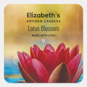 Sticker Carré Jolie fleur Lotus dans une bougie d'étang