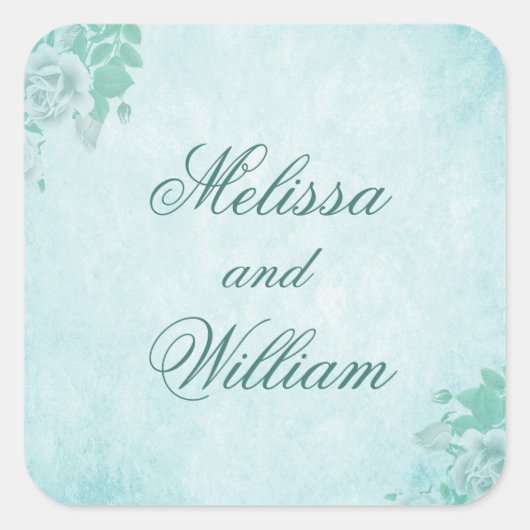 Sticker Carré Jolie floral bleu (Devant)