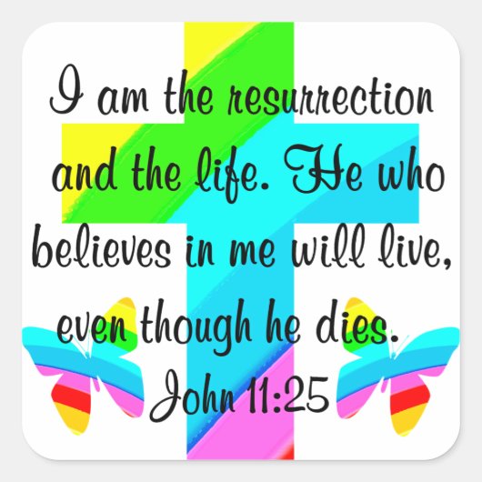 STICKER CARRÉ JOLIE JOHN 11:25 COUVERTS ET BOUTEILLES (Devant)