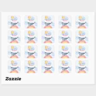 Sticker Carré Jolie licorne de mer party d'anniversaire