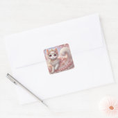 Sticker Carré Jolie Lolita Princess Chat Rose (Enveloppe)