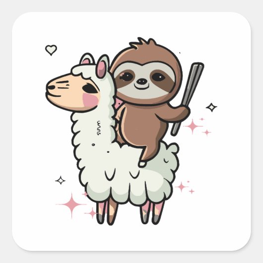 Sticker Carré Jolie machine à sous pour bébé et lama (Devant)