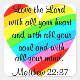 STICKER CARRÉ JOLIE MATTHEW 22:37 LOVE HEART DESIGN