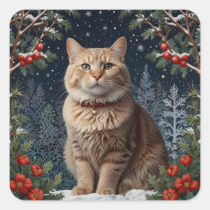 Sticker Carré Jolie Noël chic vacances hiver verdure
