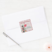 Sticker Carré Jolie Parties scintillant rose & Nutcracker Turquo (Enveloppe)