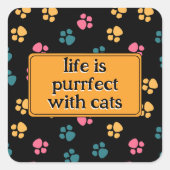 Sticker Carré Jolie patte de chat noir (Devant)