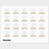 Sticker Carré Jolie Pêche et Mariage floral blanc (Feuille)