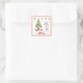 Sticker Carré Jolie petite fille Hamster Joyeux Noël (Sac)