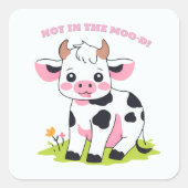 Sticker Carré Jolie petite vache rose (Devant)