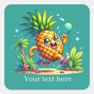 Sticker Carré Jolie plage de fête d'ananas
