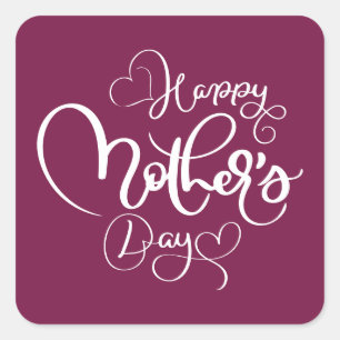 Sticker Carré Jolie Plum Purple Joyeuse fête des mères