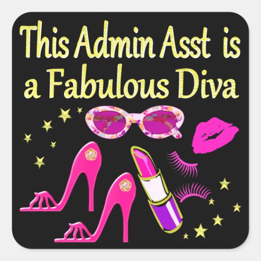 STICKER CARRÉ JOLIE ROSE ADMIN ASST DIVA DESIGN (Devant)