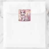 Sticker Carré Jolie Sakura rose cerisier fleur princesse chat (Sac)