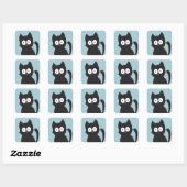 Sticker Carré Jolie silhouette de chat noir (Feuille)