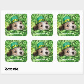 Sticker Carré Jolie St. Patrick's Day Chiot (Feuille)