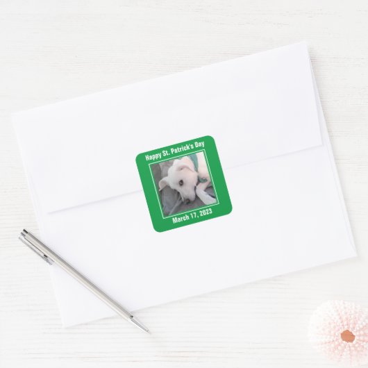 Sticker Carré Jolie St. Patrick's Day Green Lazy Chien (Enveloppe)