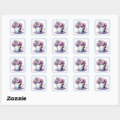 Sticker Carré Jolie Teacup Antique Fleurs Vintages (Feuille)