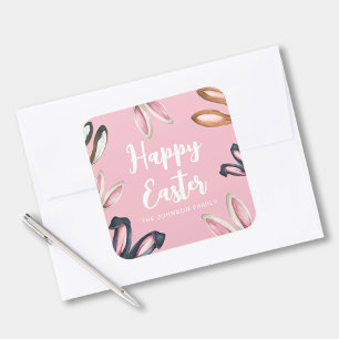 Sticker Carré Jolies Oreilles de Lapin Joyeuses Pâques