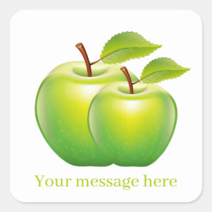 Sticker Carré Jolies pommes vertes ajouter le nom du message