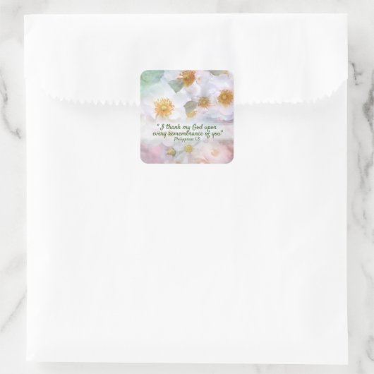 Sticker Carré Jolies roses blanches (Sac)