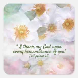 Sticker Carré Jolies roses blanches