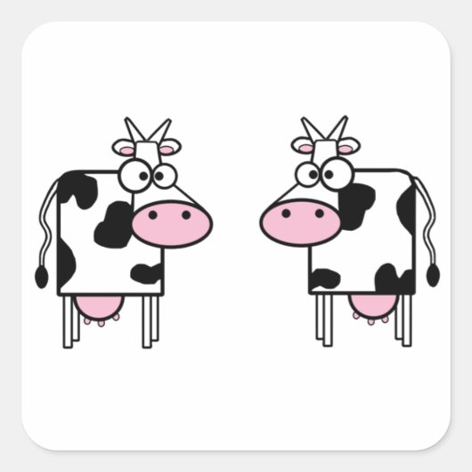 Sticker Carré Jolies vaches de dessin (Devant)