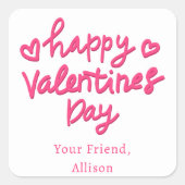 Sticker Carré Jolies Valentines roses pour enfants (Devant)