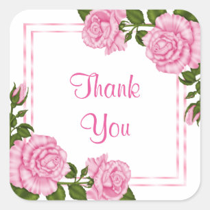 Sticker Carré Jolis bouquets d'angle rose pour anniversaire reme