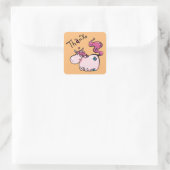 Sticker Carré jolis cœurs licorne rose merci (Sac)