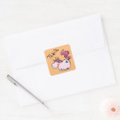Sticker Carré jolis cœurs licorne rose merci (Enveloppe)