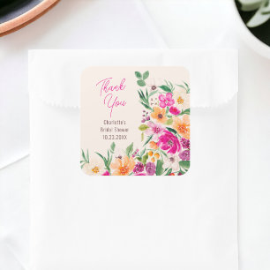 Sticker Carré Jolis grands fleurs sauvages script douche de mari