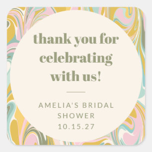 Sticker Carré Jolis Pastels Abstraits Remerciements Personnalisé